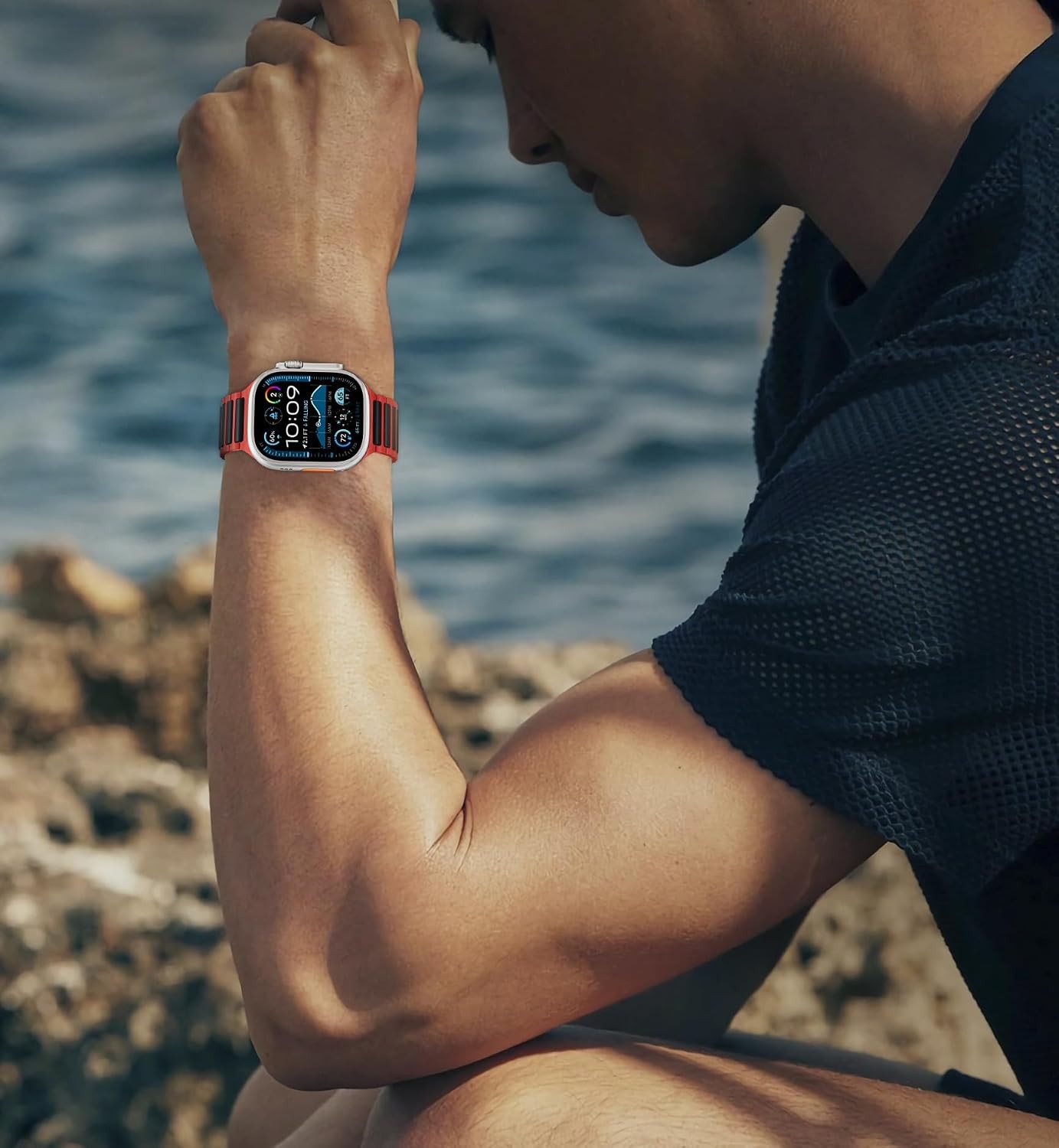 Sport Silicone Band for Apple Watch Ultra 2, Series 10 49mm 46mm 45mm 44mm