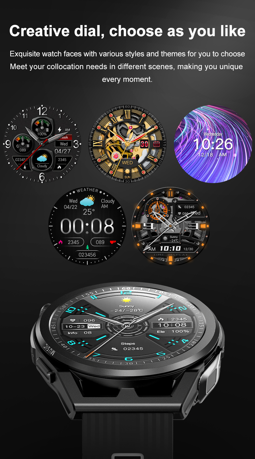 Music Watch with Headsets Bluetooth Call Sleep Monitor Smartwatch with Earbuds