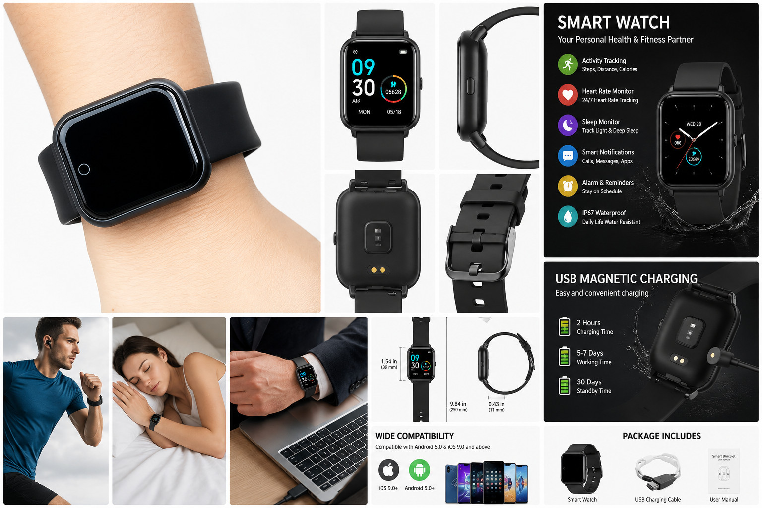 Smart Watch for Android & iOS – 1.4″ Touchscreen Display: 1.4″ HD square