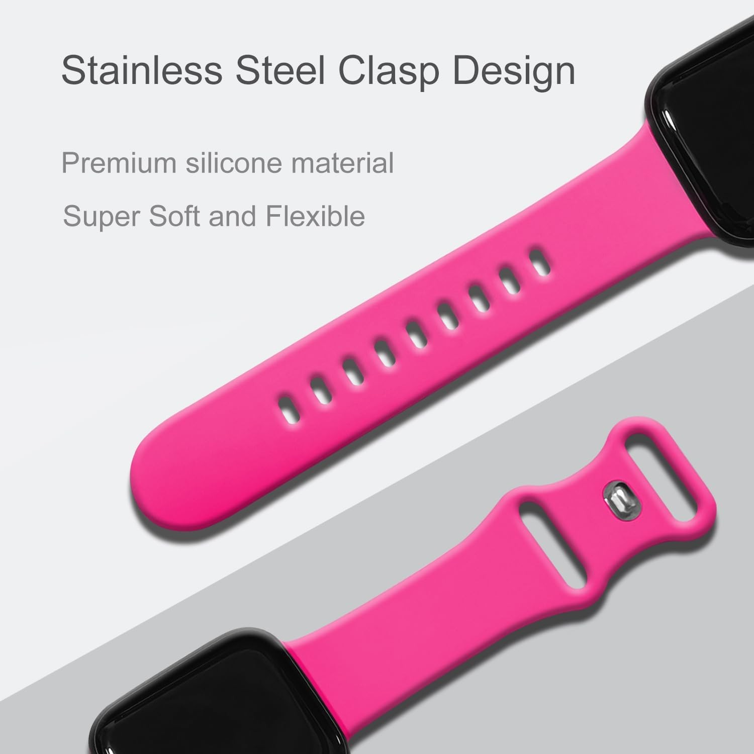 Hot Pink Soft Silicone Band for Apple Watch Series 11 41mm Compatibility