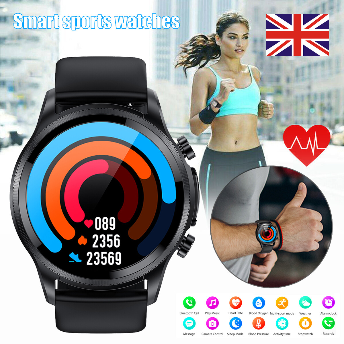 Smart Watch Women Men Waterproof Heart Rate Bluetooth for iOS Android Samsung