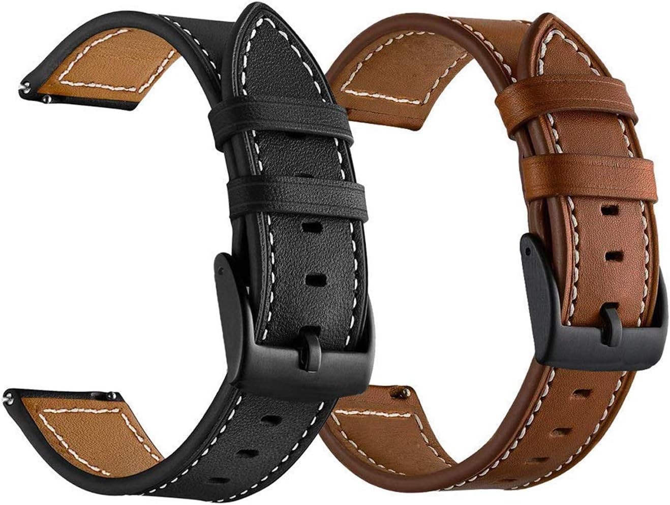 2 Pack Leather Strap Compatible with Garmin Venu Sq 20mm