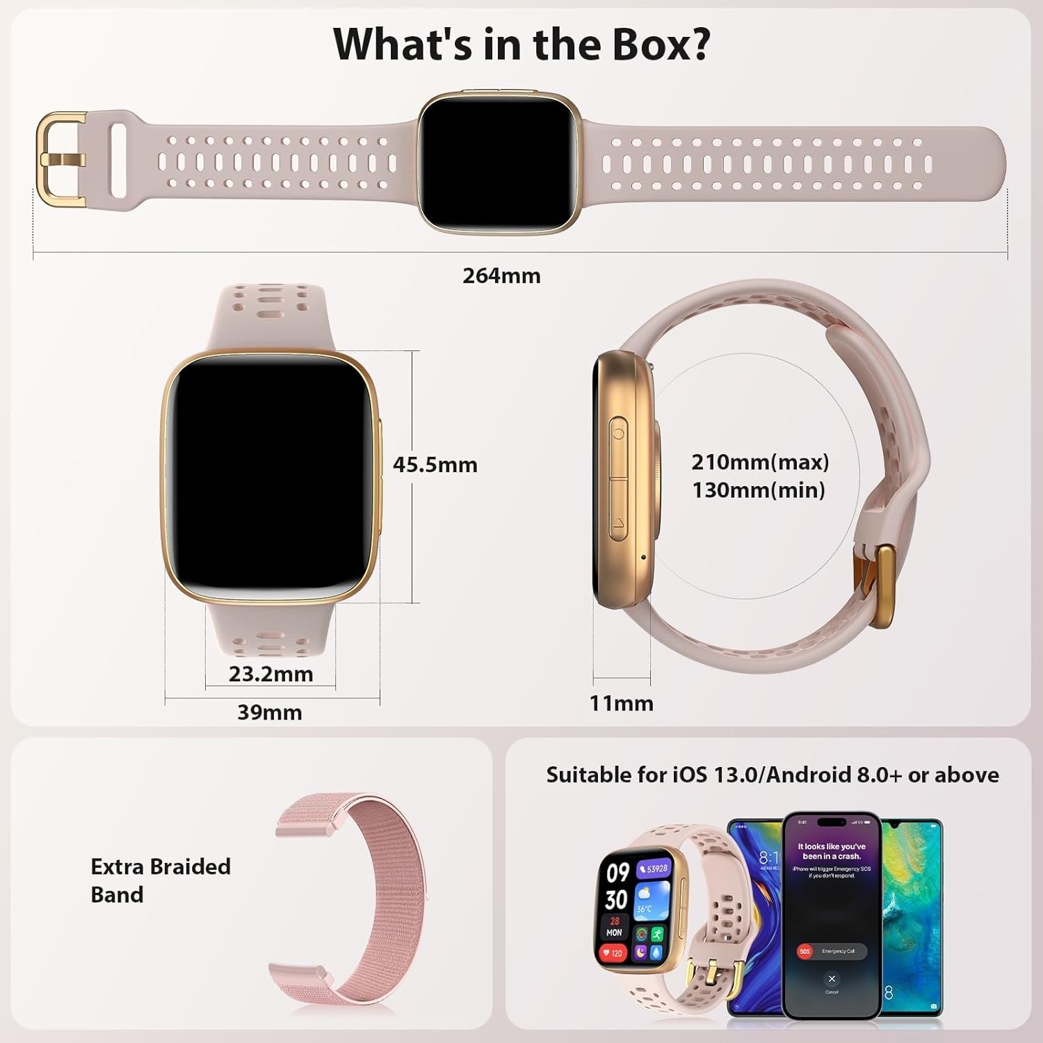 Reloj Inteligente Para iPhone Android De Mujer Smart Watch Pantalla Táct NEW US.