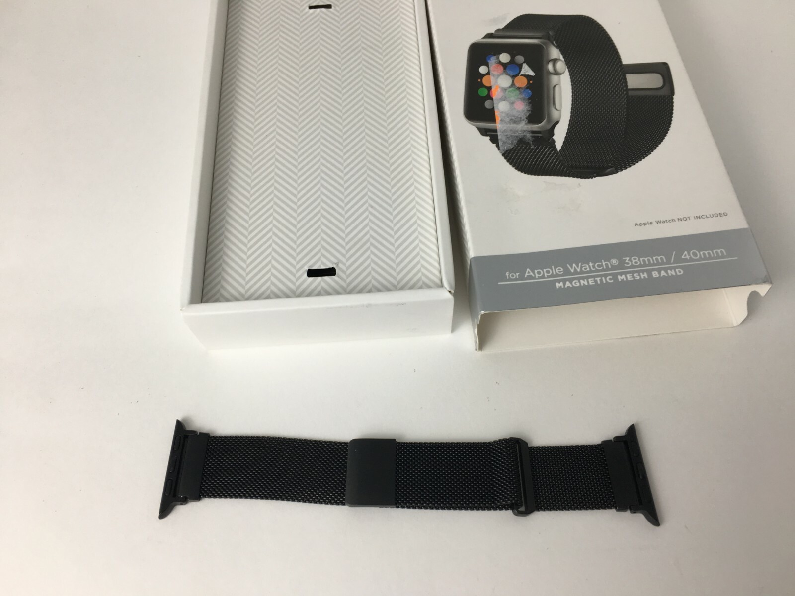 Platinum Magnetic Stainless Steel Mesh Band for Apple Watch 41mm 40mm 38mm Black
