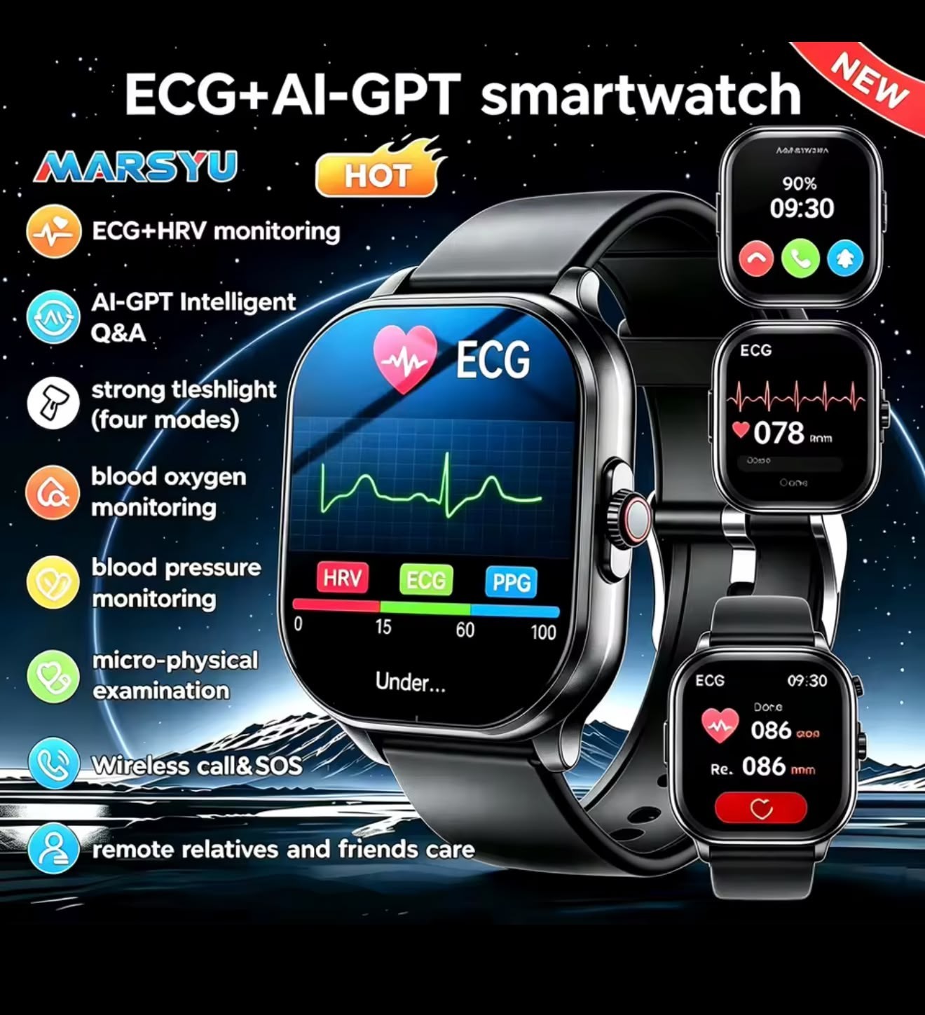 Smart watch health calls bluetooth and android operating system