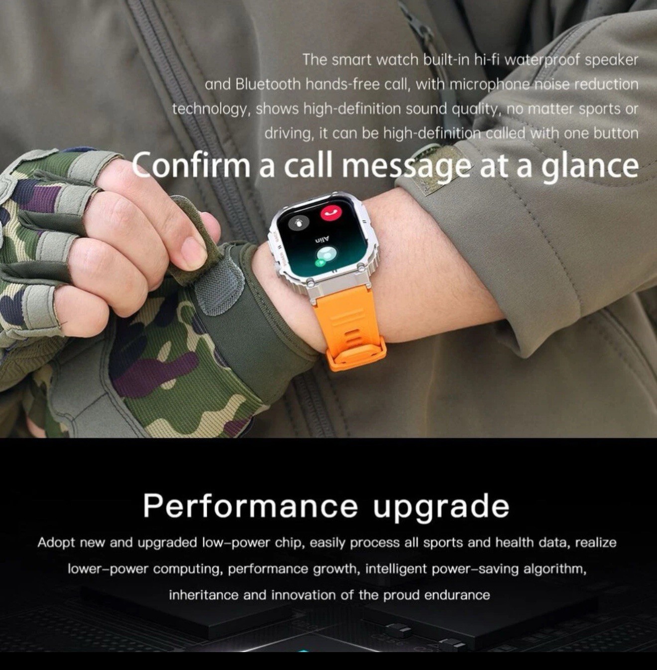 Tactical Smartwatch Fitness Tracker Call Text for Sony Xperia 1 IV Waterproof