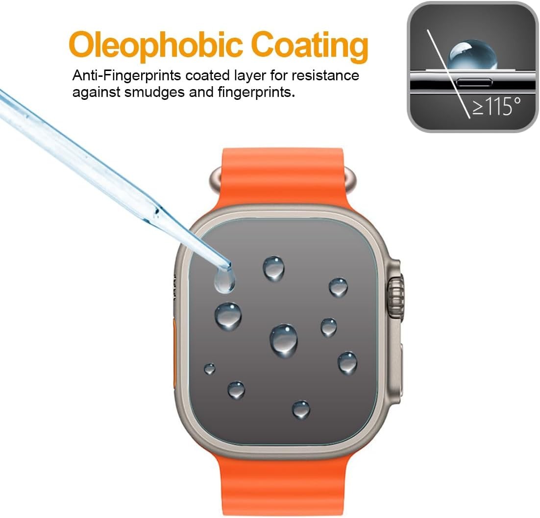 3 Pack Tempered Glass Screen Protector for Apple Watch Ultra (49mm) Anti Scratch
