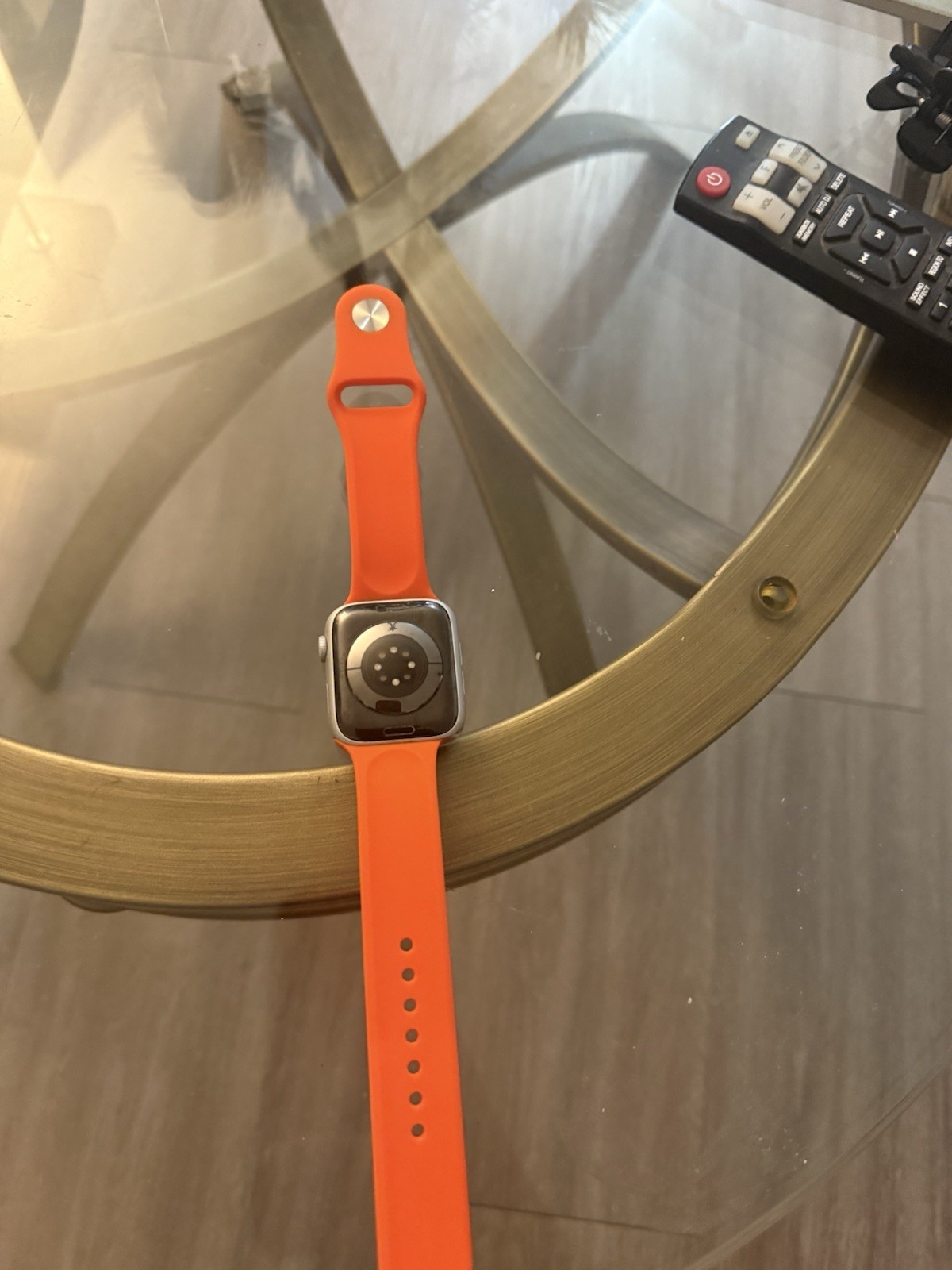 Apple Smart Watch Orange Silicone Band Silver Aluminum Case Touch Screen