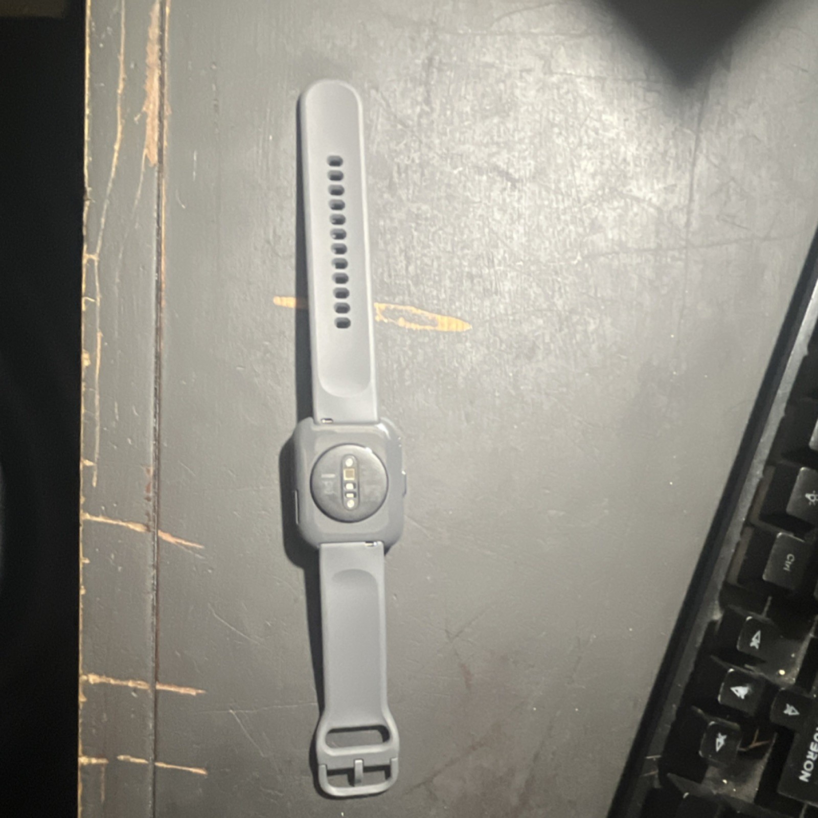 Gray Smart Watch with Silicone Band, Gray Case, Sensor Back, Modern Design