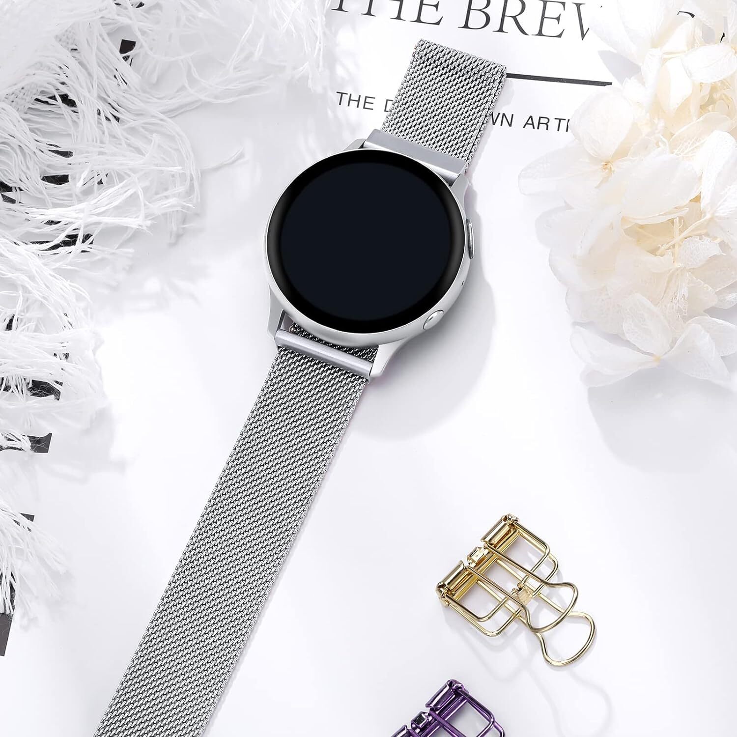Samsung Galaxy Watch 4 40mm 44mm 42mm 46mm Stainless Steel watch Band [Silver]