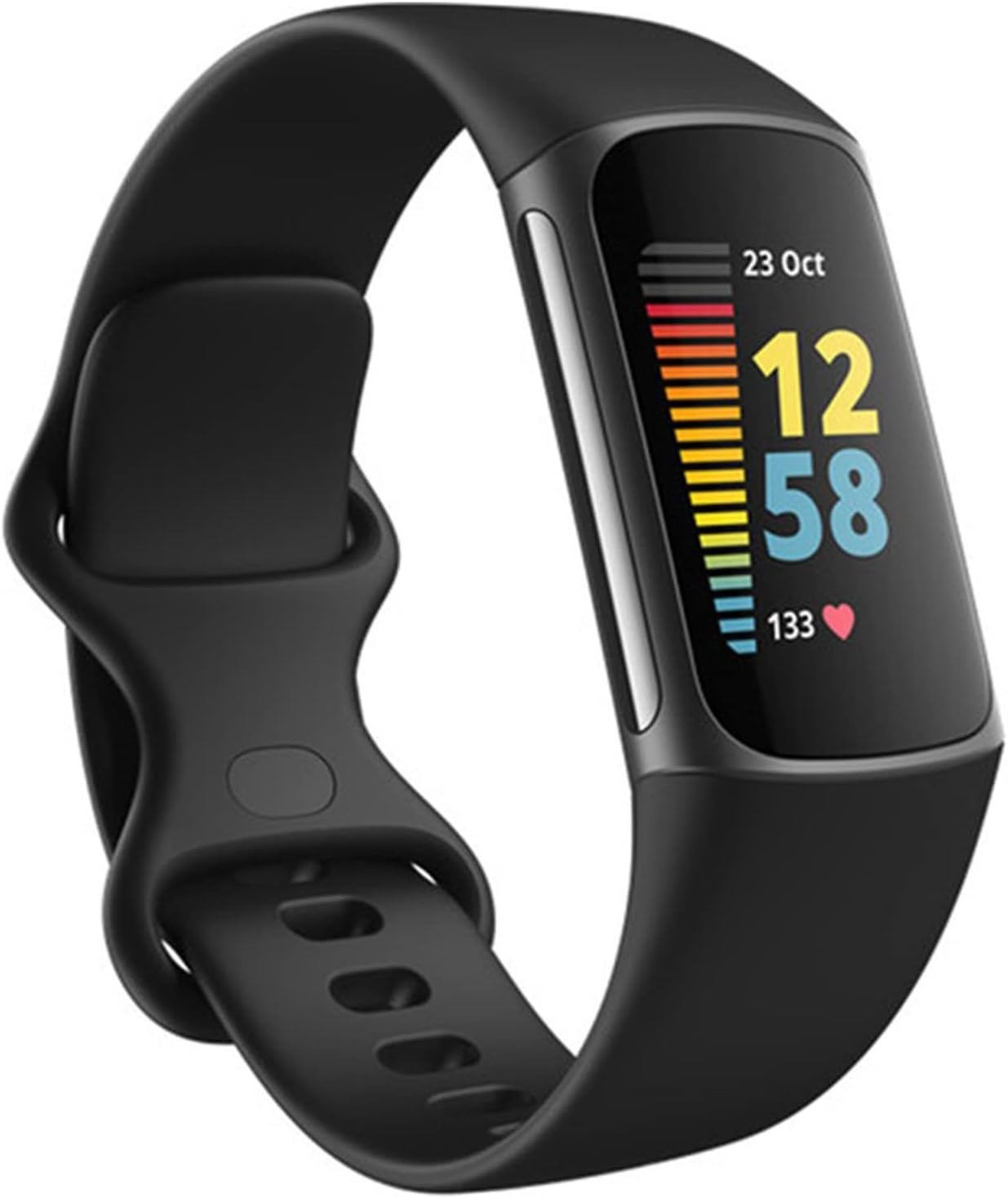 Silicone Strap Compatible with Fitbit Charge 5/6, Large, Black