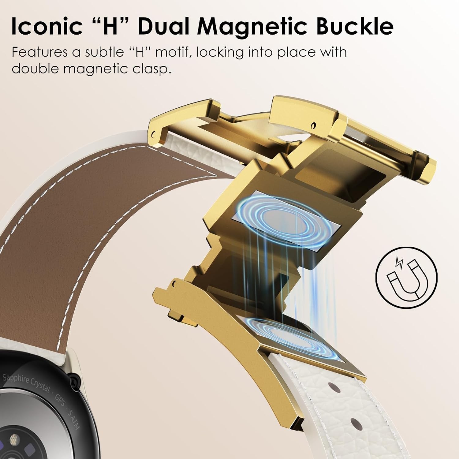 Leather Magnetic Strap Compatible with Samsung Galaxy Watch 9 40mm/44mm
