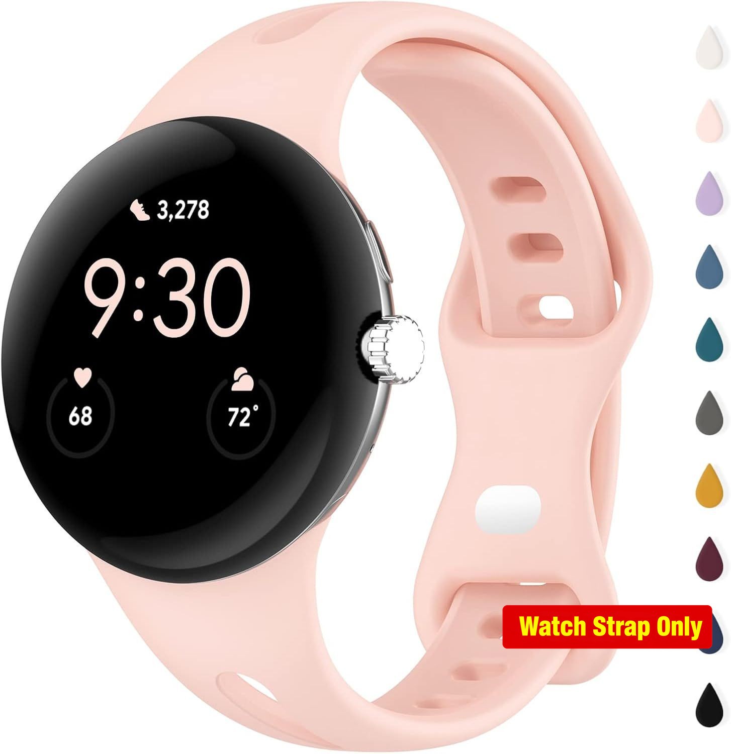 Adjustable Breathable Pink Silicone Band for Google Pixel Watch 4 3 (41mm)