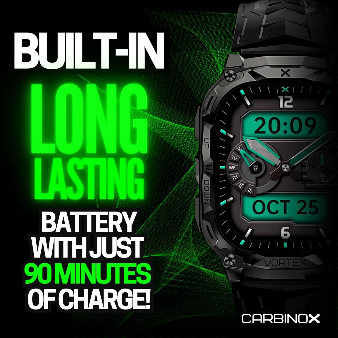 CARBINOX Vortex Smartwatch Answer/Make Calls, Military-Grade Rugged Fitness T…