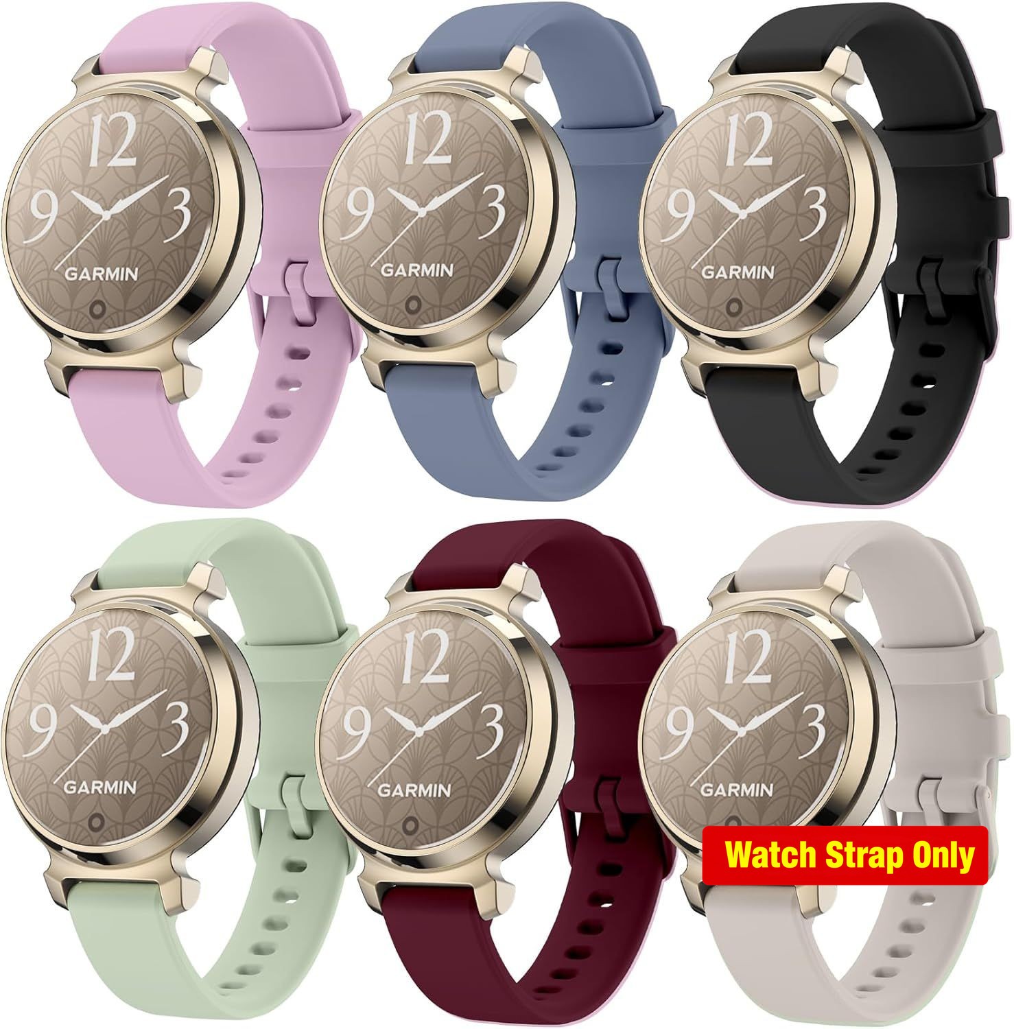 6 Pack Soft Silicone Strap Compatible with Garmin Lily 2 20mm Quick Release