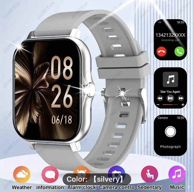 Smart Watch Gray 1.83-Inch Full-Screen Touch Sports Men Women Wireless Calling
