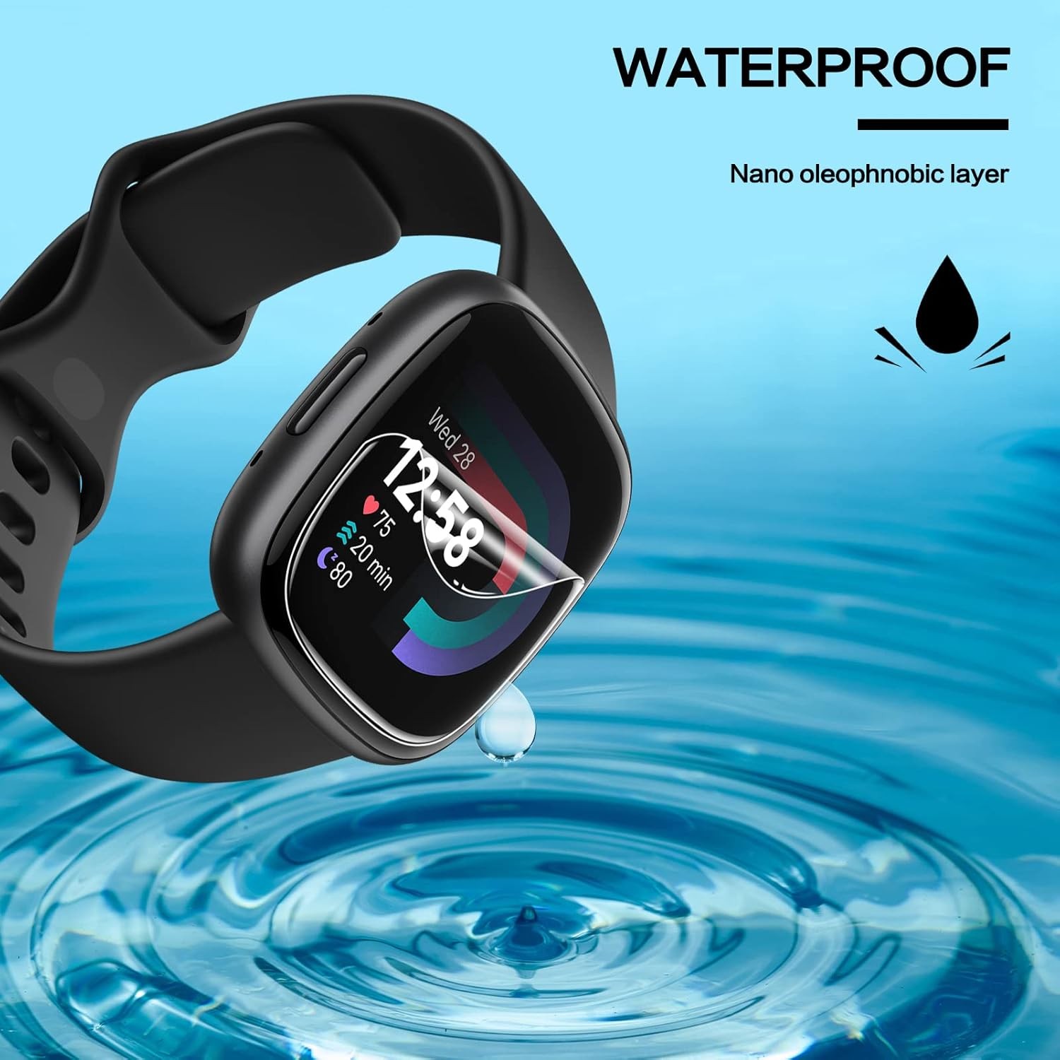 6 Pack Soft HD Clear Screen Protector for Fitbit Versa 4 / Versa 3 & Sense 2