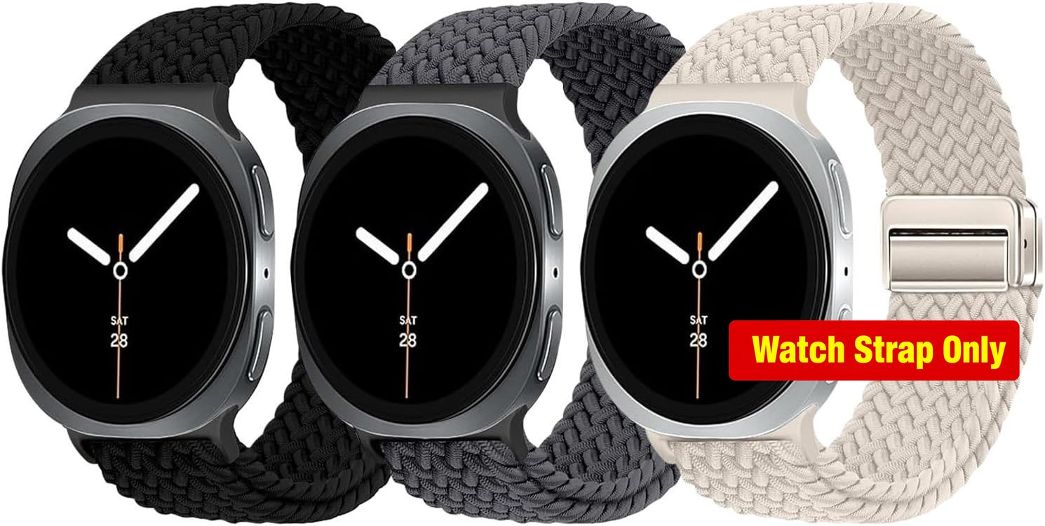 3-Pack Magnetic Braided Bands for Samsung Galaxy Watch 8 40mm 44mm, Sport Straps