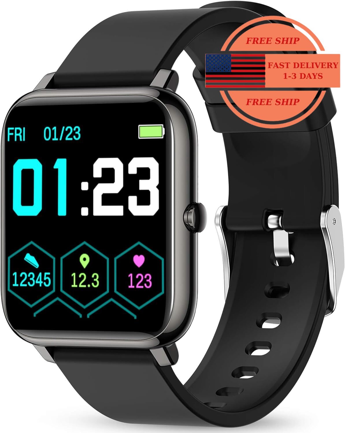 Reloj inteligente, rastreador de ejercicios con monitor de frecuencia cardíaca,