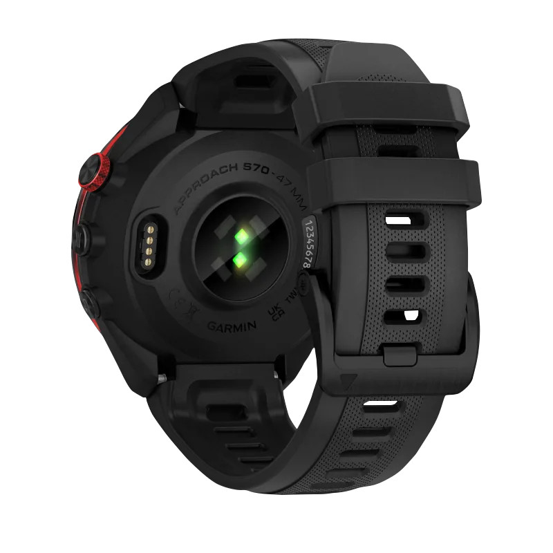 Garmin Approach S70, 47 mm Black/Red with Black Silicone Band (010-02746-02)