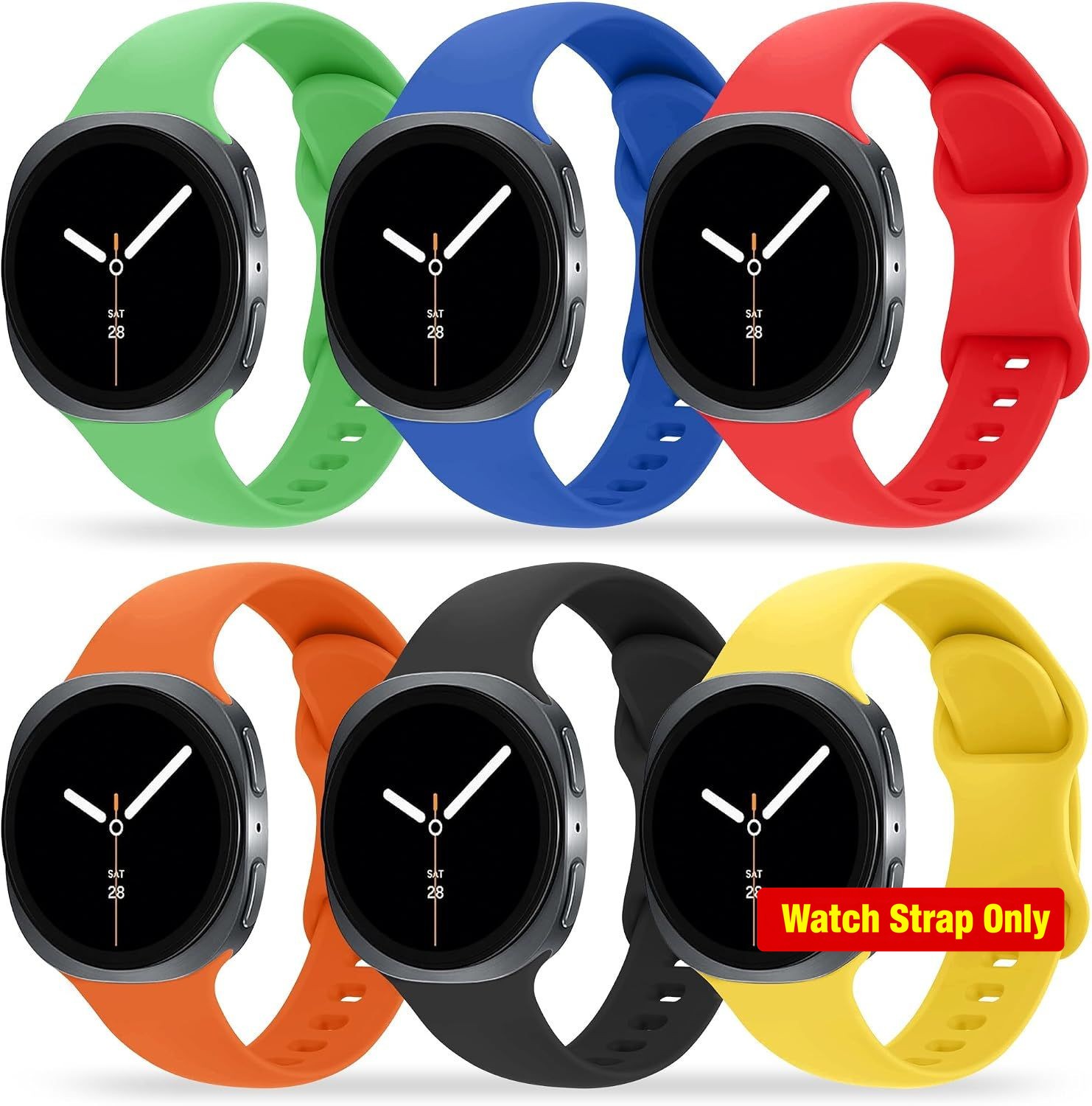 6 Pack Soft Silicone Strap Compatible with Samsung Galaxy Watch 9/8 40mm 44mm