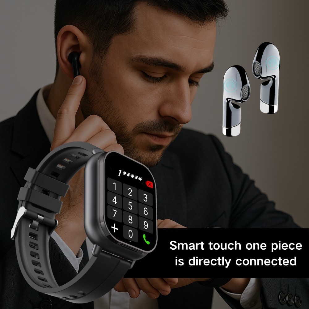 2 In 1 Smart Watch With Earbuds Wireless Call Music Play Fitness Tracker