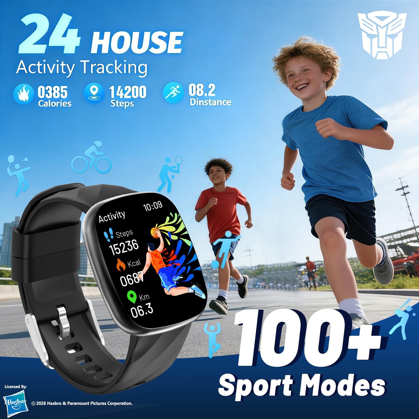 Transformers Kids Smart Watch for Boys and Girls,1.78″ HD Touchscreen Fitness…