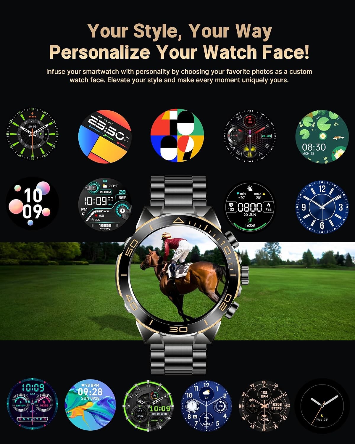 SOUYIE Luxury Smart Watch for Men Bluetooth Call, 1.43″ AMOLED,