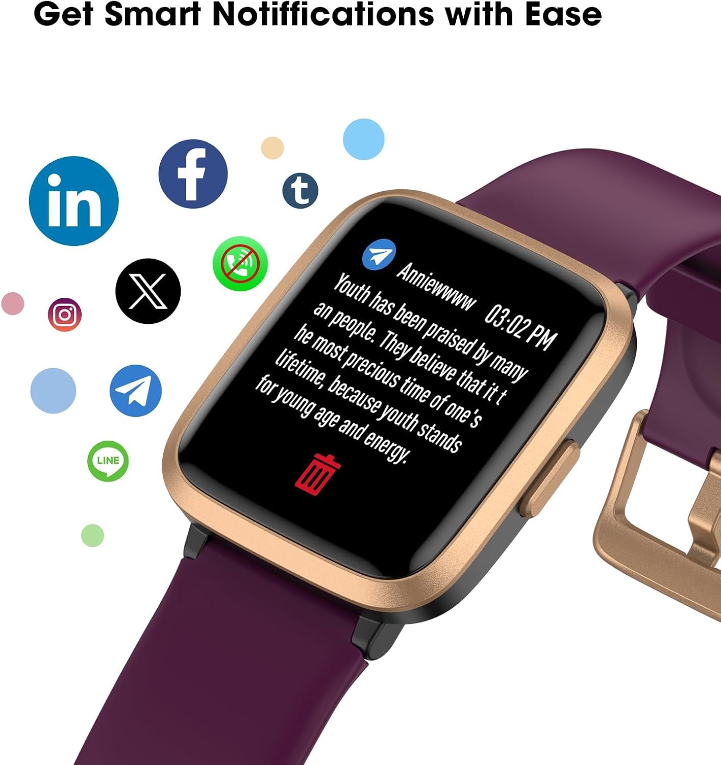 Fitness Tracker Watch with Heart Rate Monitor, Large Screen Activity Purple