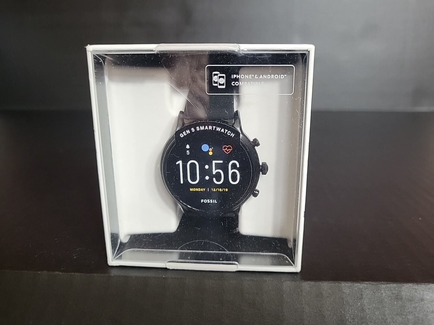 Fossil Gen 5 Smartwatch 44 mm Stainless Steel The Carlyle HR Black Silicone Band