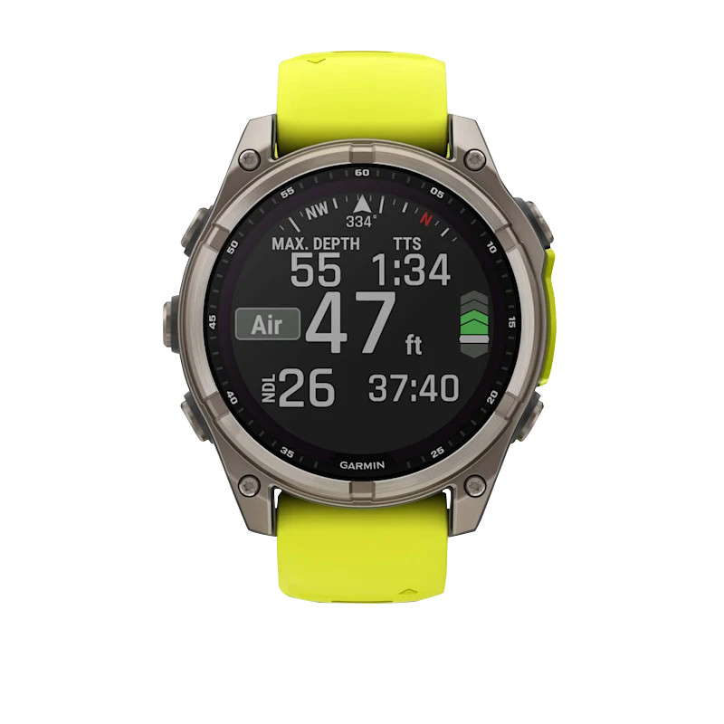 Garmin Fenix 8, 47mm AMOLED, Solar Sapphire Titanium Yellow (010-02906-20)