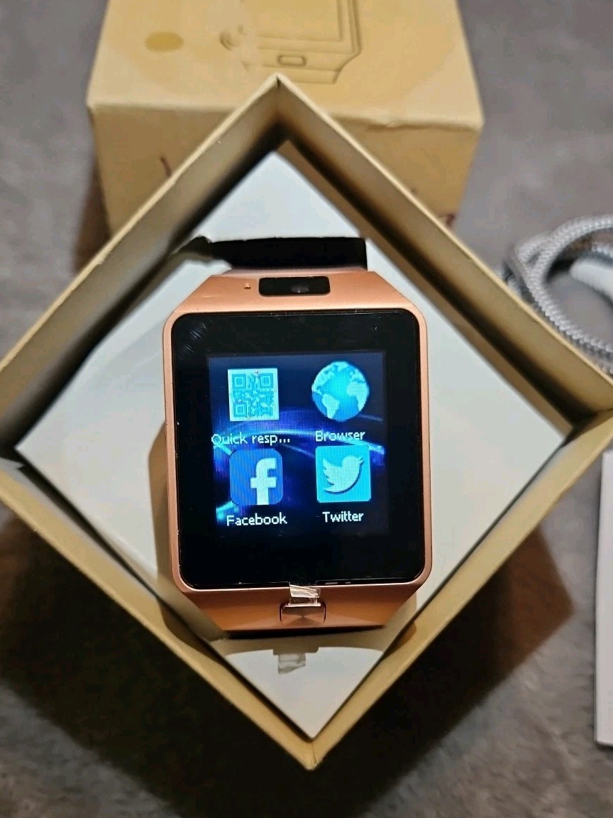 Smart Watch DZ09 Bluetooth Smartwatch with Camera Rose Case Brown Strap