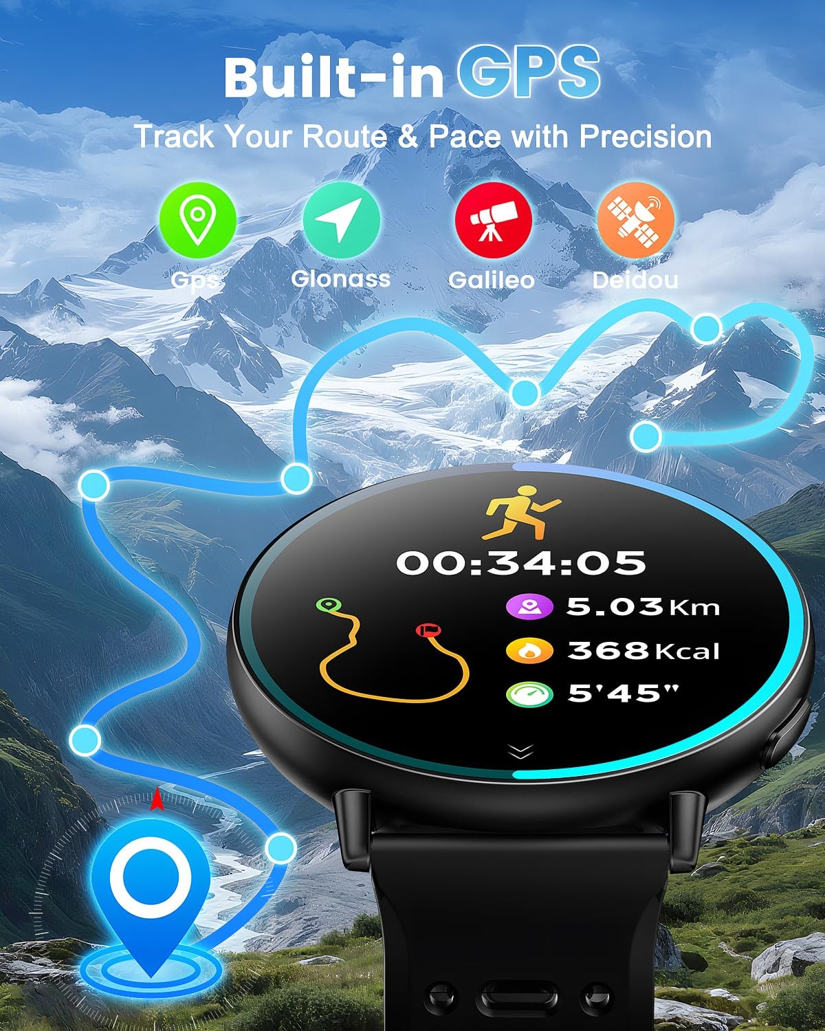 GPS Smart Watches for Men, 1.39″ AMOLED Screen Smartwatch, Bluetooth Call/100…