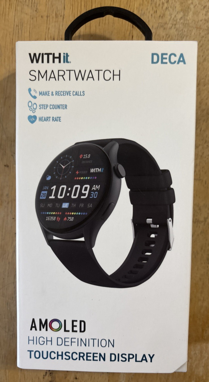 Withit Smartwatch Touchscreen Display Amoled (42/9000BKBKW) – Black… FREE S&H!