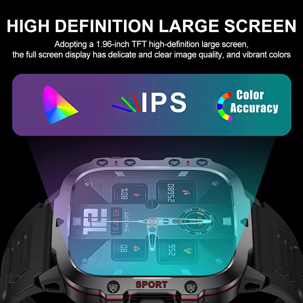 🔥Smart Watch Men Military Call Heart Rate Fitness Tracker Waterproof Wristwatch