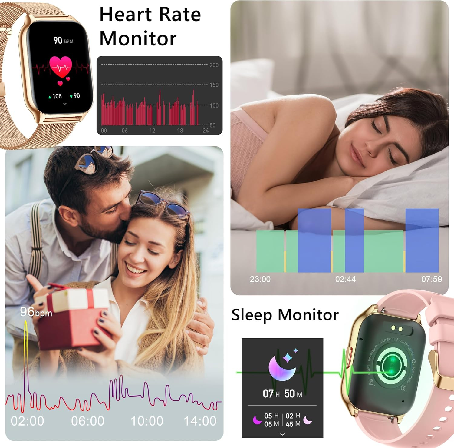 Reloj Inteligente Para iPhone Android De Mujer Smart Watch Pantalla Táct NEW US.
