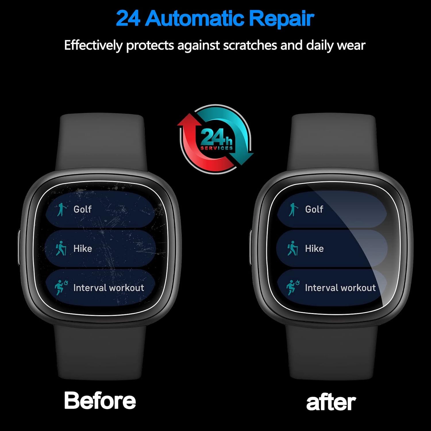 6 Pack Soft HD Clear Screen Protector for Fitbit Versa 4 / Versa 3 & Sense 2