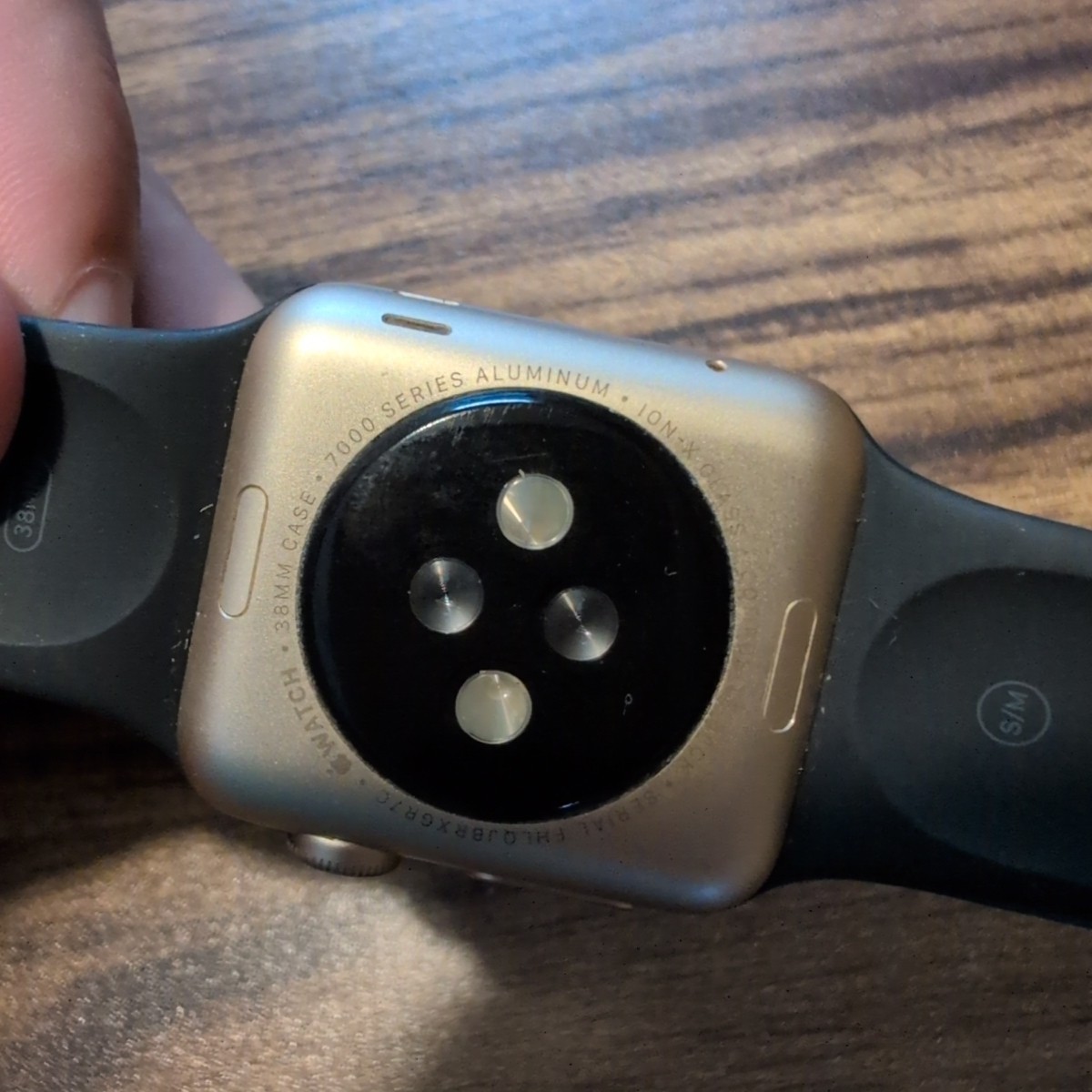 Apple Watch 7000 Series 38MM Rose Gold W/ Black Strap Model A1553 UNTESTED