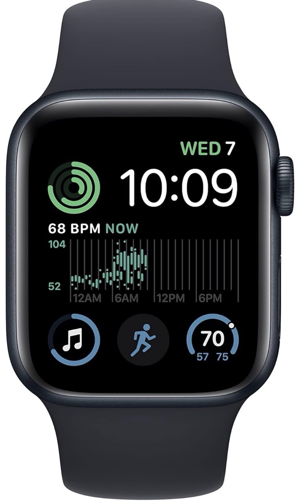 Apple Watch SE (2022) 40mm Midnight Aluminum Case with Sport Band, M/L