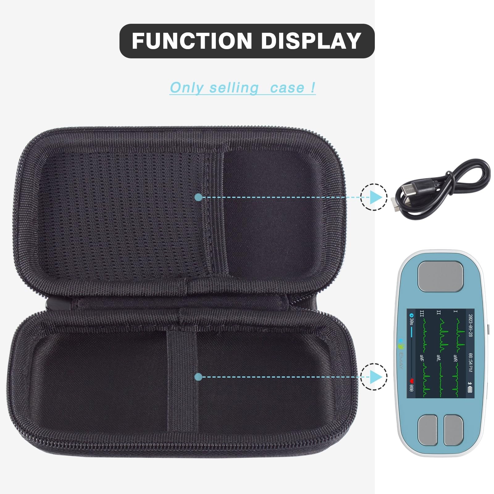 Hard Case Compatible with EMAY 6L Portable ECG Monitor,Scratch and Fall Resis…