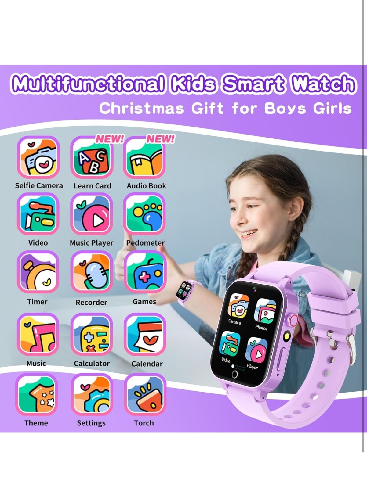 Kids Smart Watches Girls Age 5-12, 26 Games High-Resolution Touchscreen