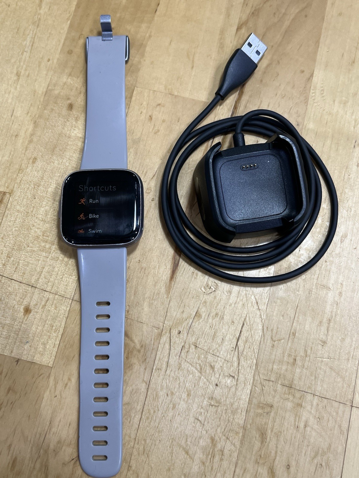 Fitbit Versa 2 – Health & Fitness Smart Watch Silver Body / Gray Band FB507