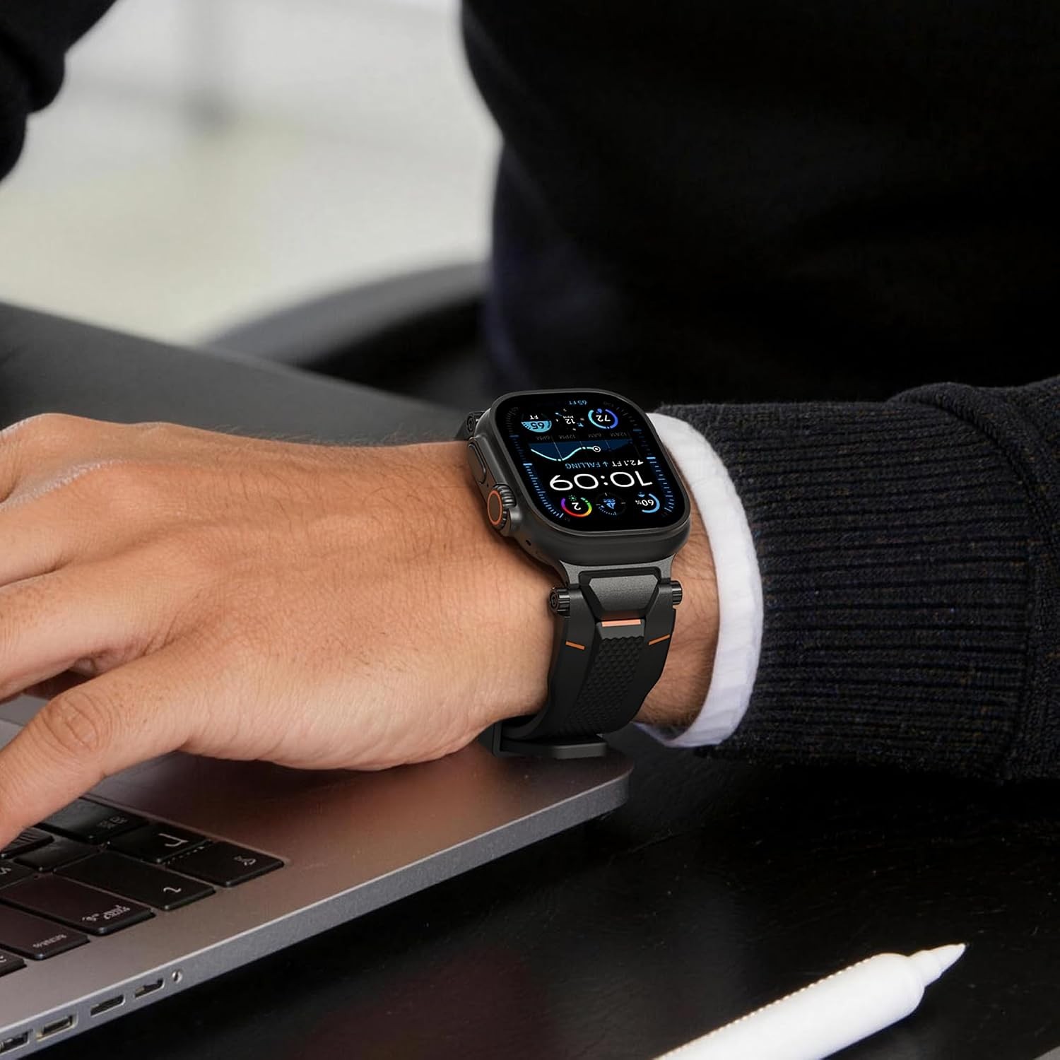 Waterproof TPU Strap Compatible with Apple Watch Ultra 49mm, Series 6 44mm