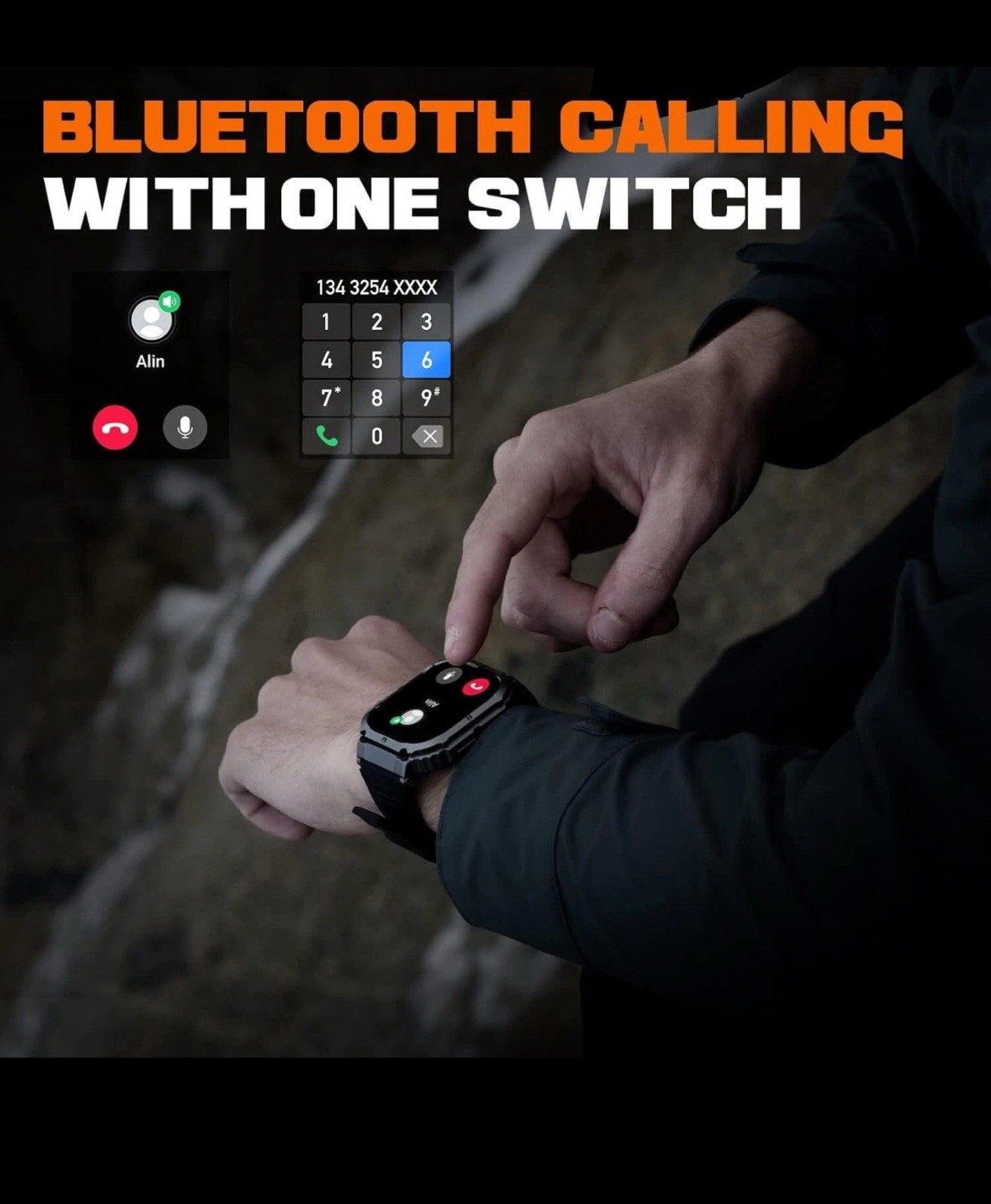 Tactical Smartwatch Fitness Tracker Call Text for Sony Xperia 1 IV Waterproof
