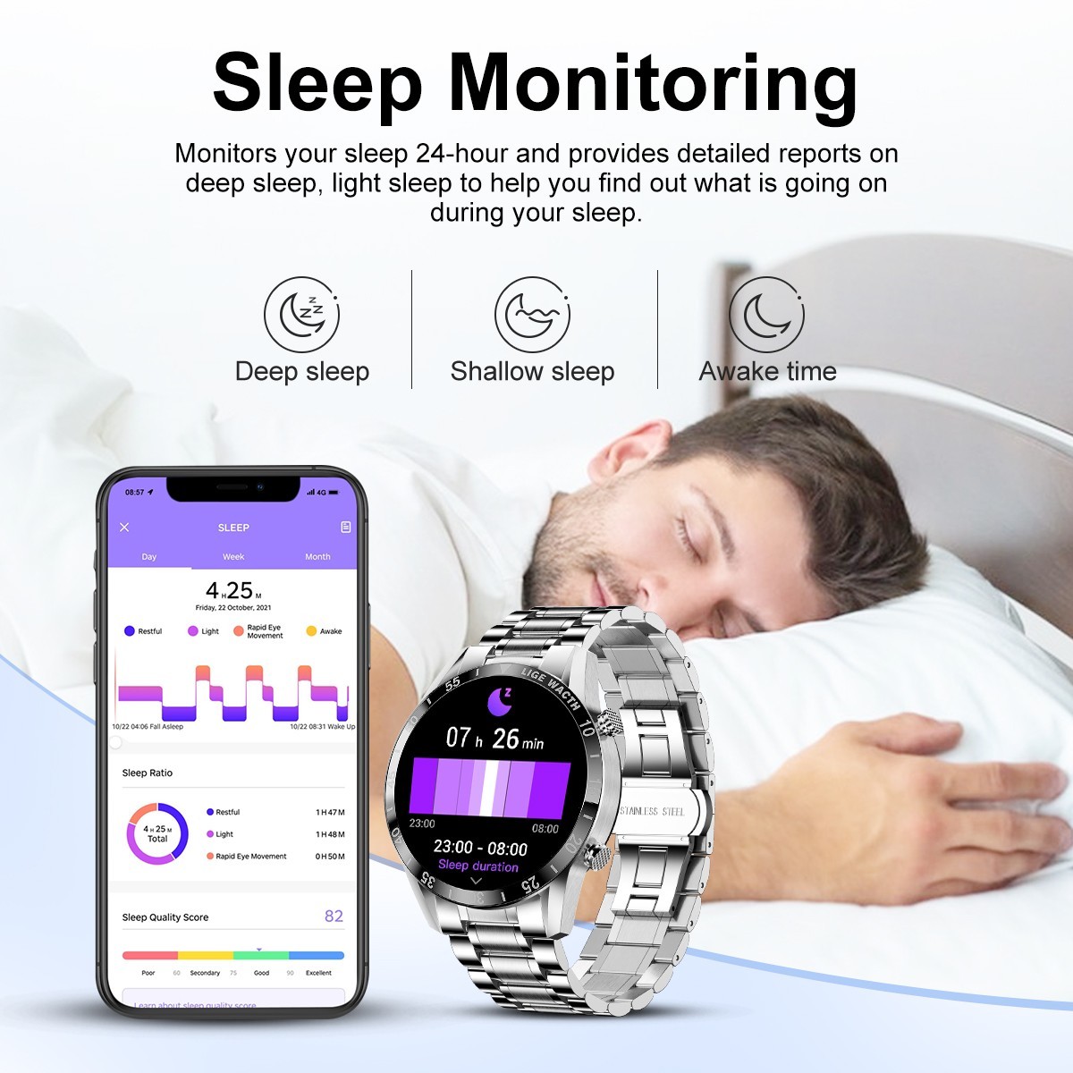 Smart Watch Military Tactical Men Sports Heart Rate Fitness Tracker Wristwatch