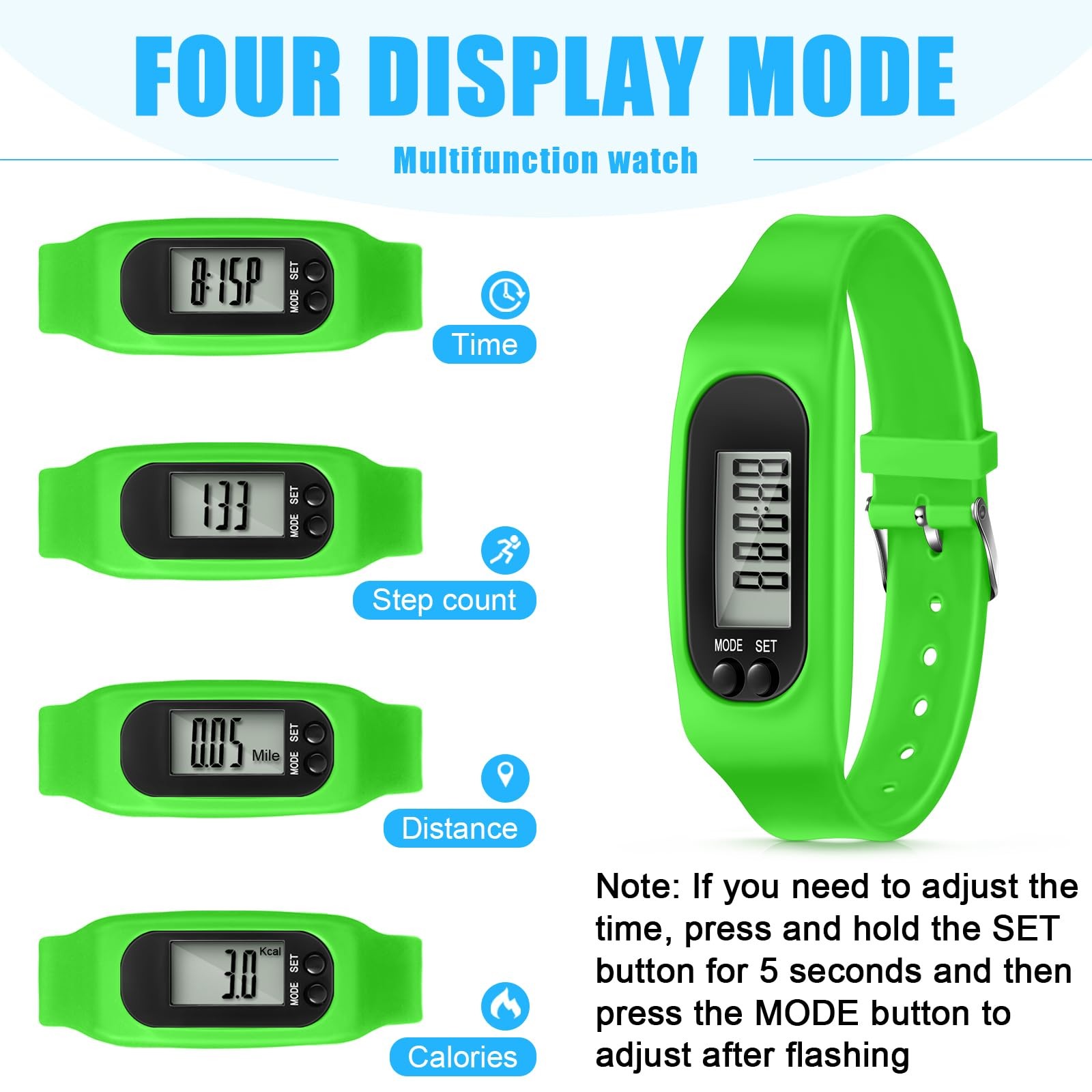 Silicone Fitness Tracker Watch 3 Pcs Walking Running Pedometer Calorie Burnin…
