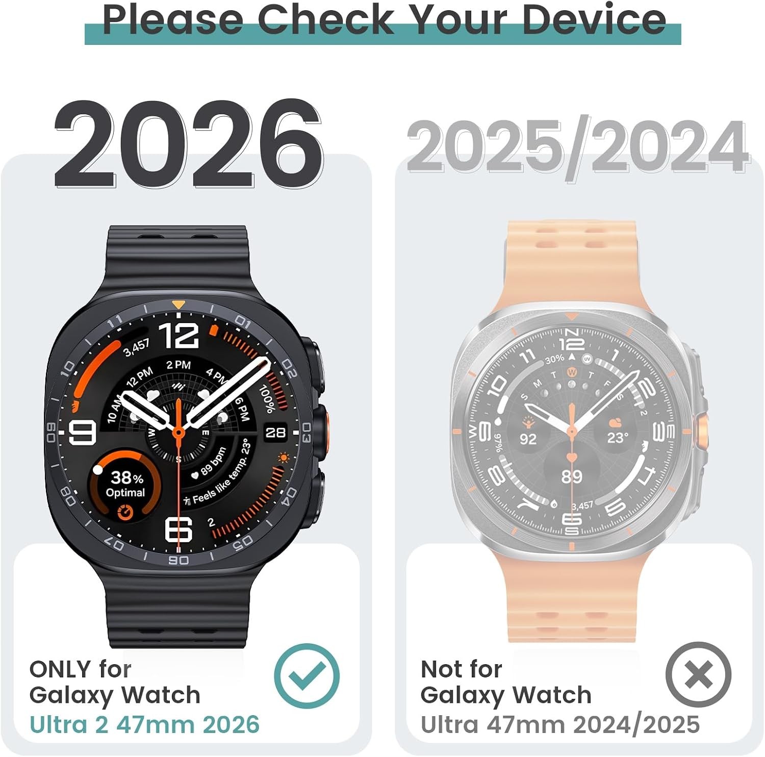 3Pack Tempered Glass Screen Protector for Samsung Galaxy Watch Ultra 2 47mm