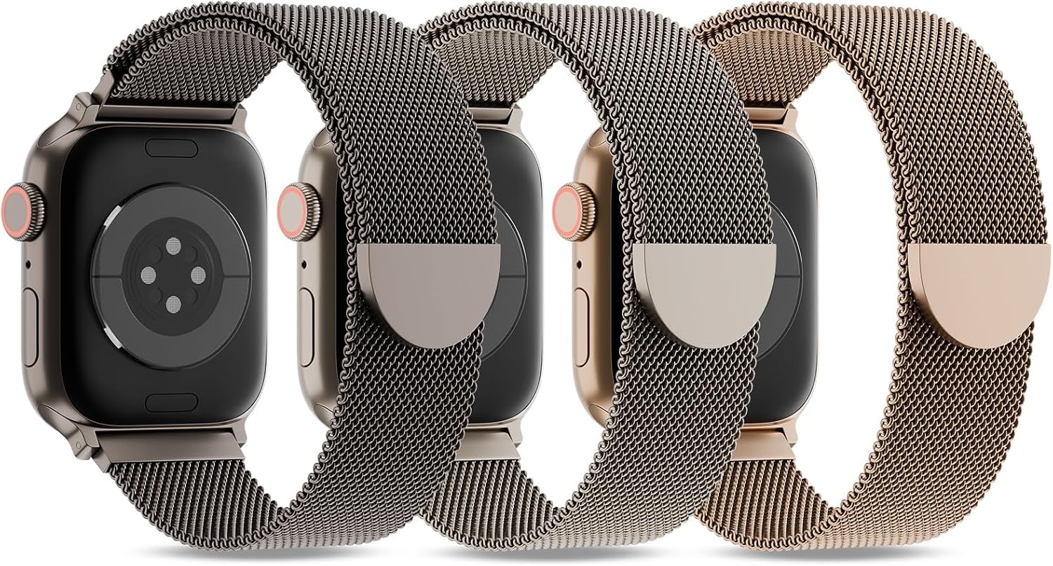 3 Pack Metal Mesh Loop Strap Compatible with Apple Watch 38mm 40mm 41mm