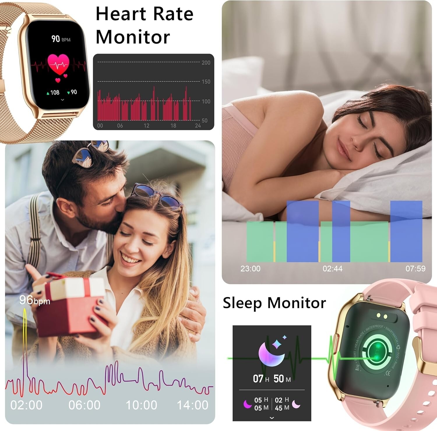 Reloj Inteligente Para iPhone Android De Mujer Smart Watch Pantalla Táct NEW US.