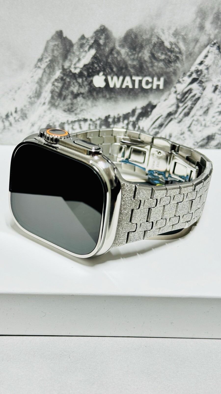 CUSTOM Apple Watch ULTRA 2 49mm Diamond Polished Mirror Finish FROSTED Link Band